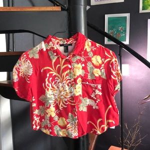 Hawaiian Style Cropped Button Up